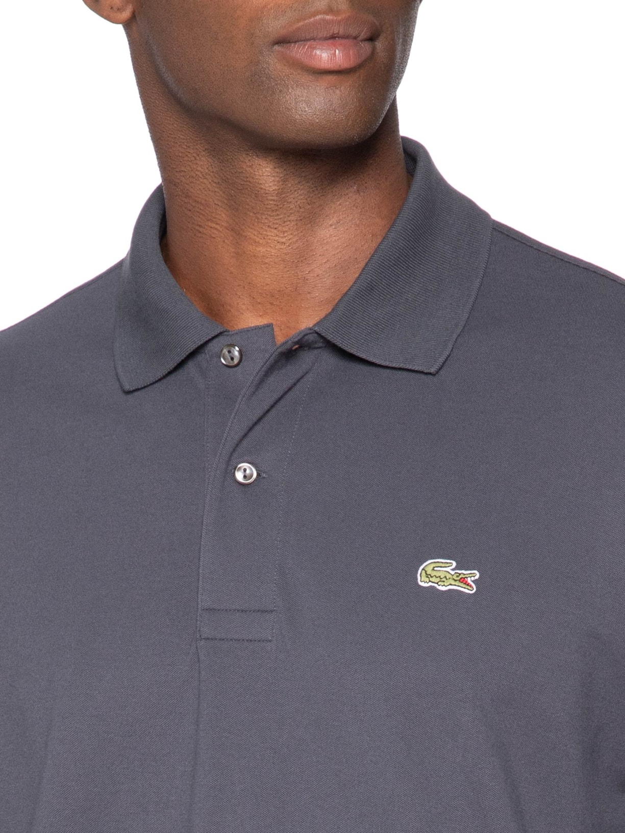 Polo Masculina Classic Fit L1212 Light Piquet Cinza Lacoste