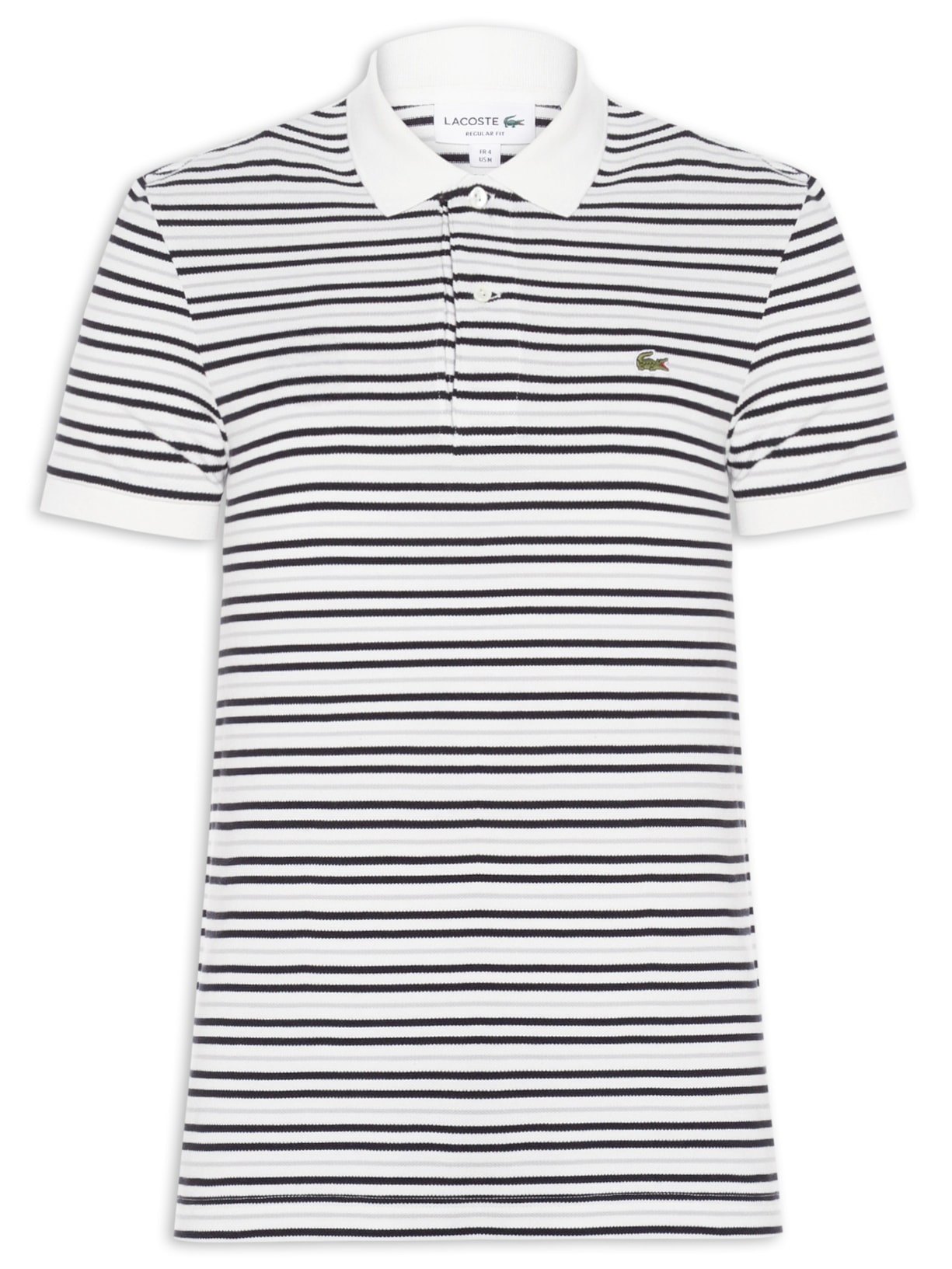 Polo Masculina Classic Fit Listrada Preto Lacoste
