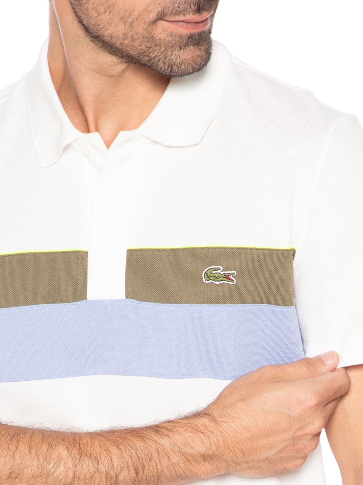 Polo Masculina Classic Fit Moyen Petit Piquet Branco Lacoste