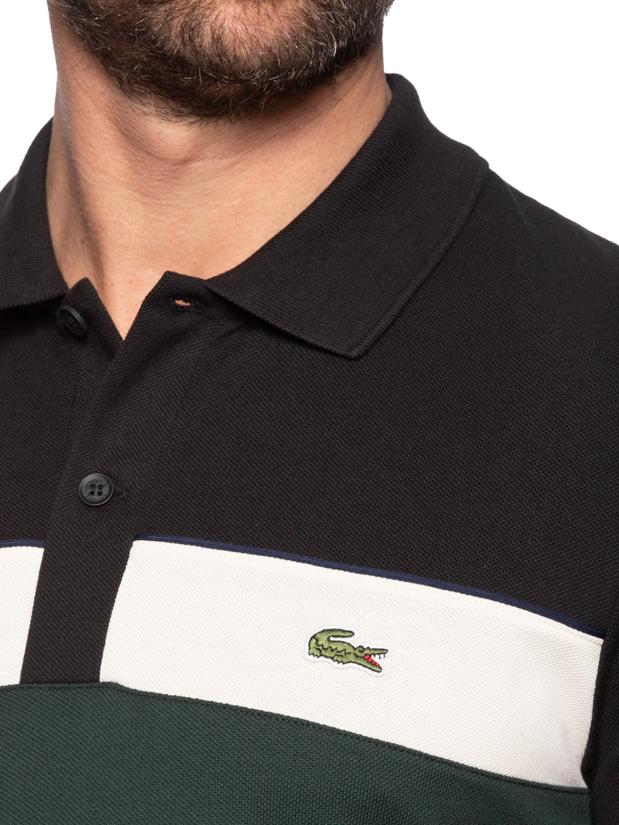 Polo Masculina Classic Fit Moyen Petit Piquet Preto Lacoste