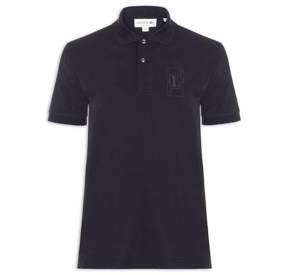 Polo Masculina Classic Fit Quadra - Preto