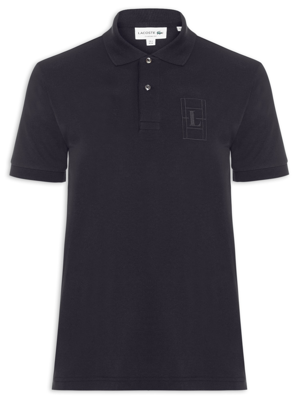 Polo Masculina Classic Fit Quadra - Preto