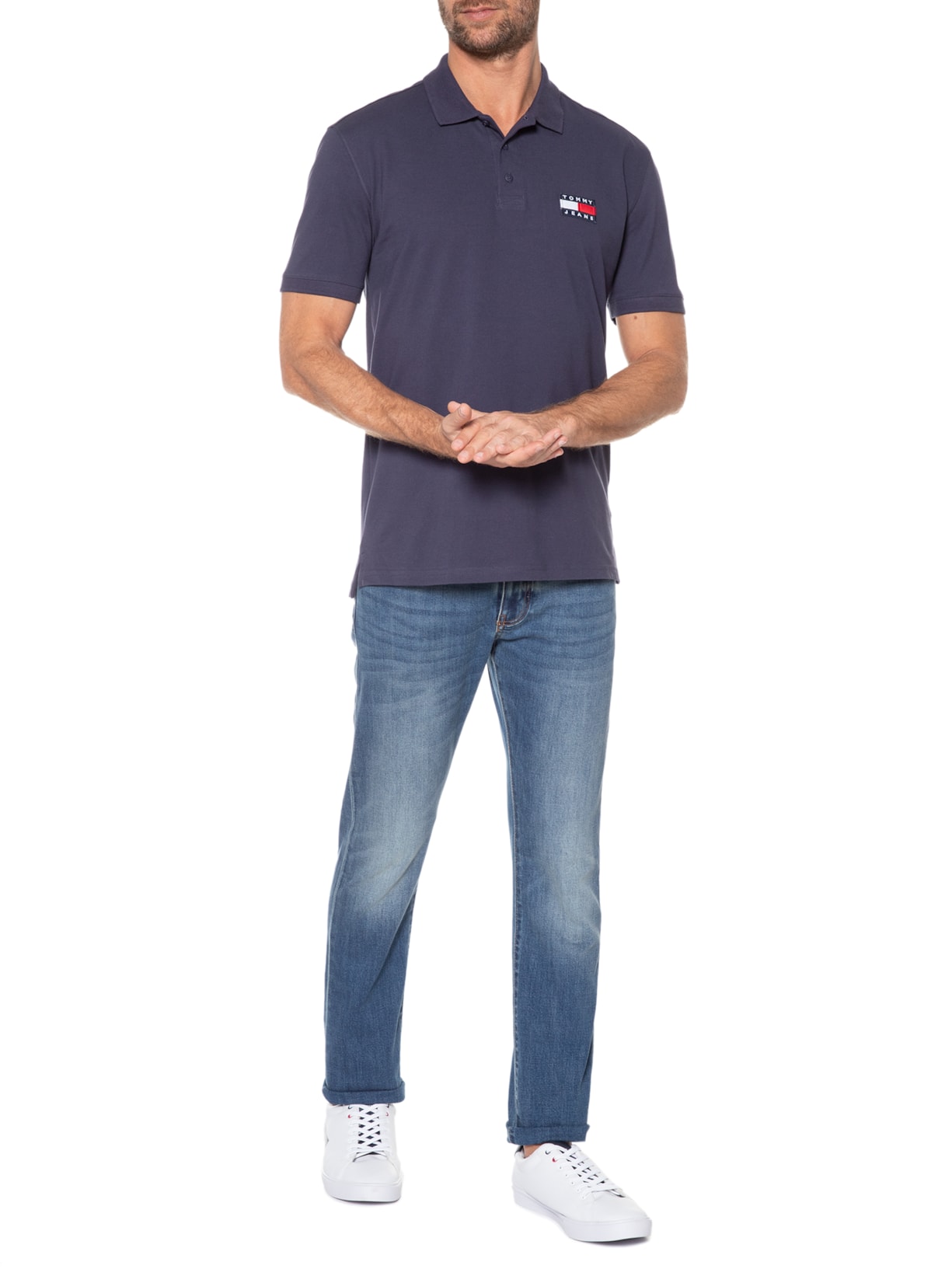Polo Masculina Clássica Badge Azul Tommy Jeans