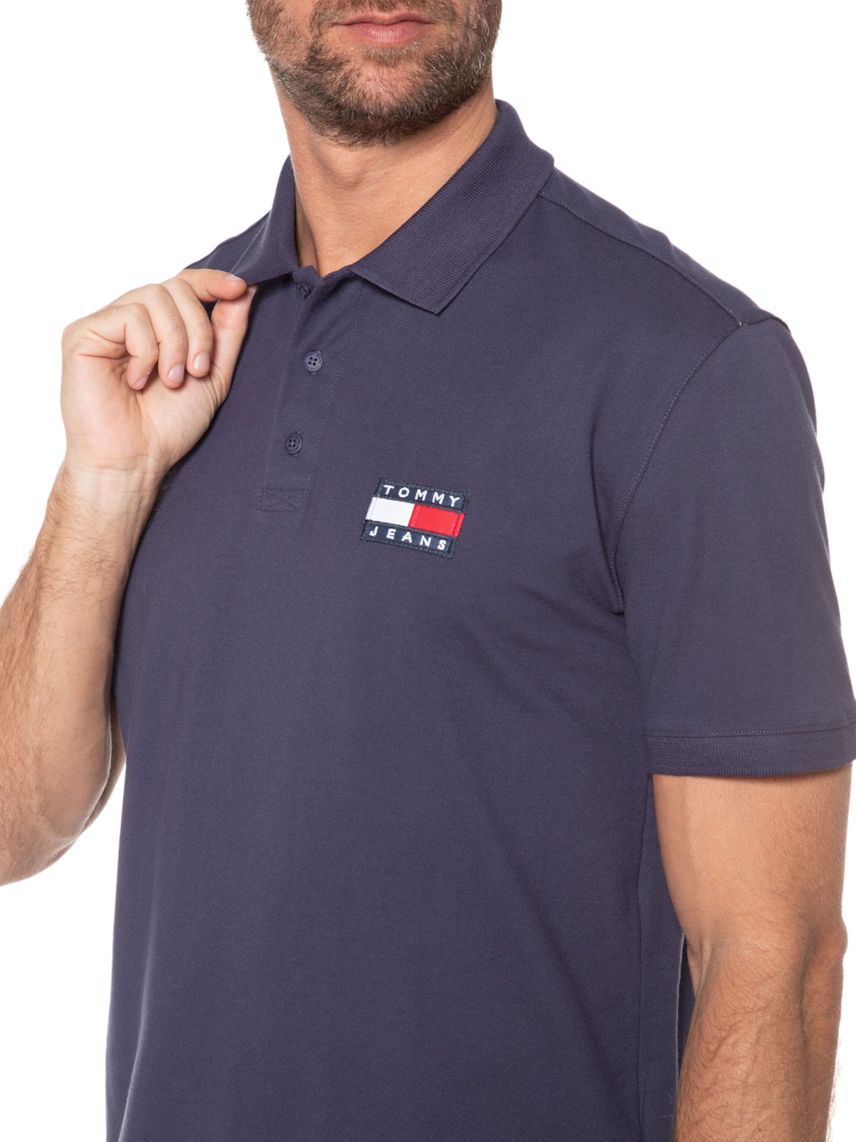 Polo Masculina Clássica Badge Azul Tommy Jeans