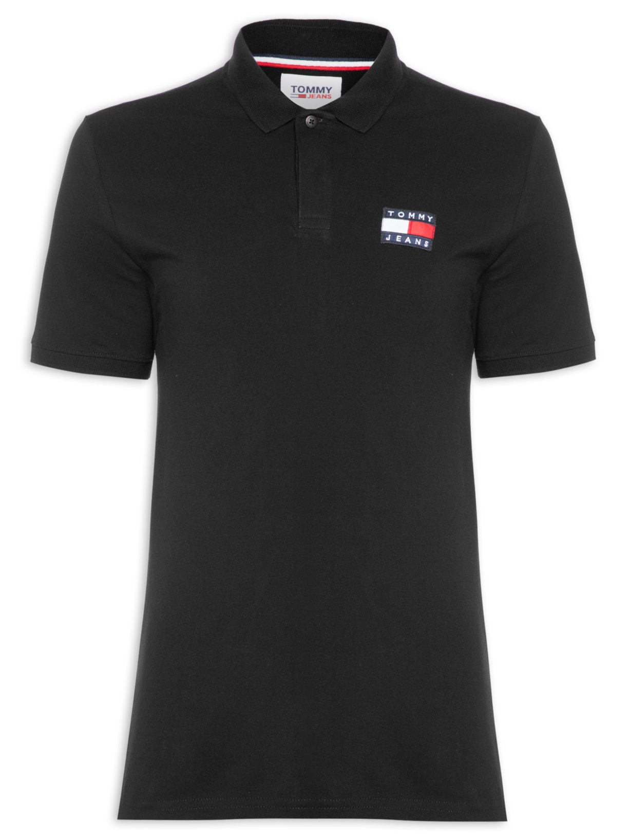 Polo Masculina Clássica Bandeira - Preto