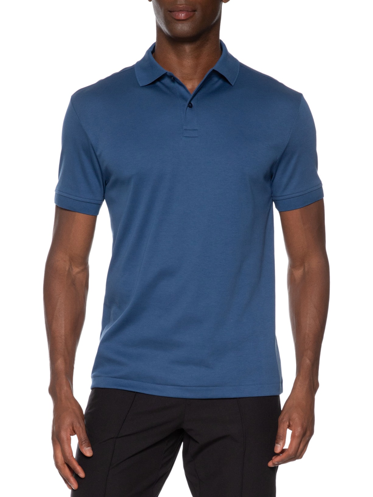 Polo Masculina Clássica Interlock Pima 50 Azul Paramount Alfaiataria