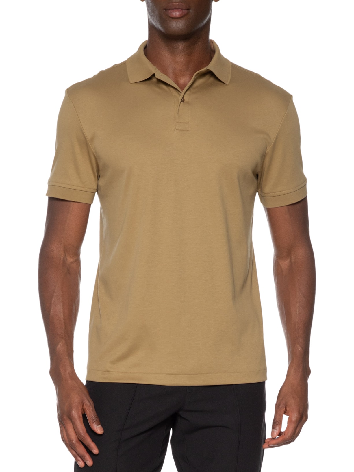 Polo Masculina Clássica Interlock Pima 50 Bege Paramount Alfaiataria