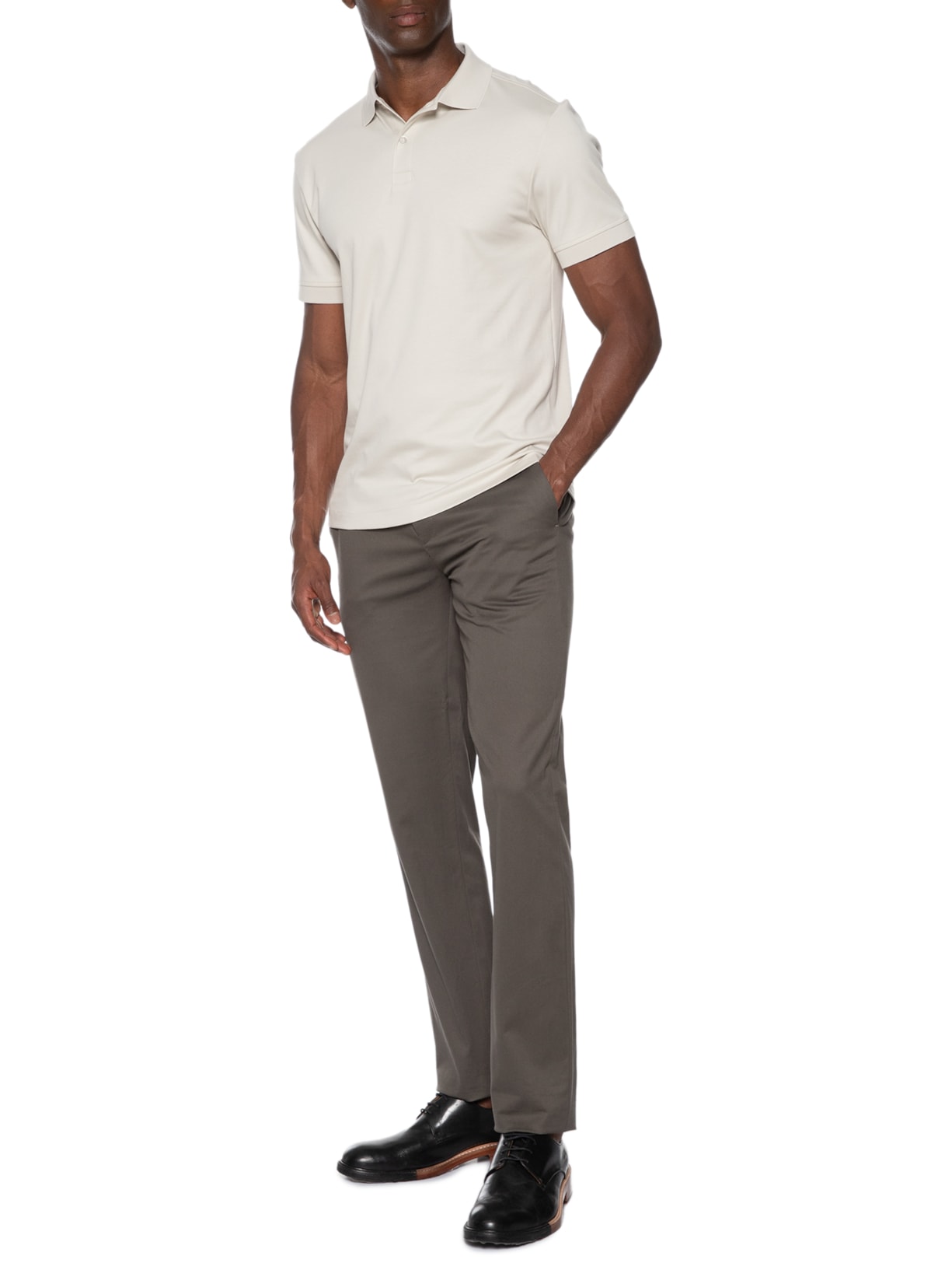 Polo Masculina Clássica Interlock Pima 50 Off White Paramount Alfaiataria