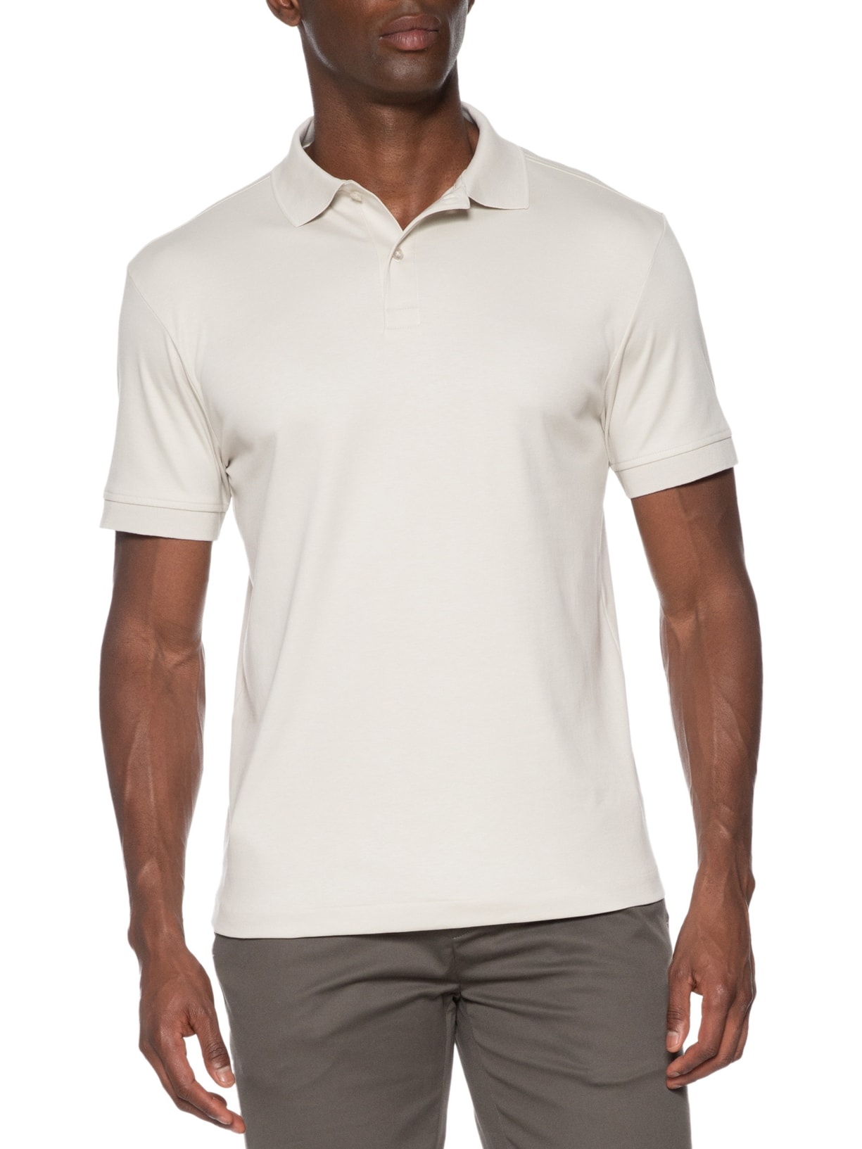 Polo Masculina Clássica Interlock Pima 50 Off White Paramount Alfaiataria