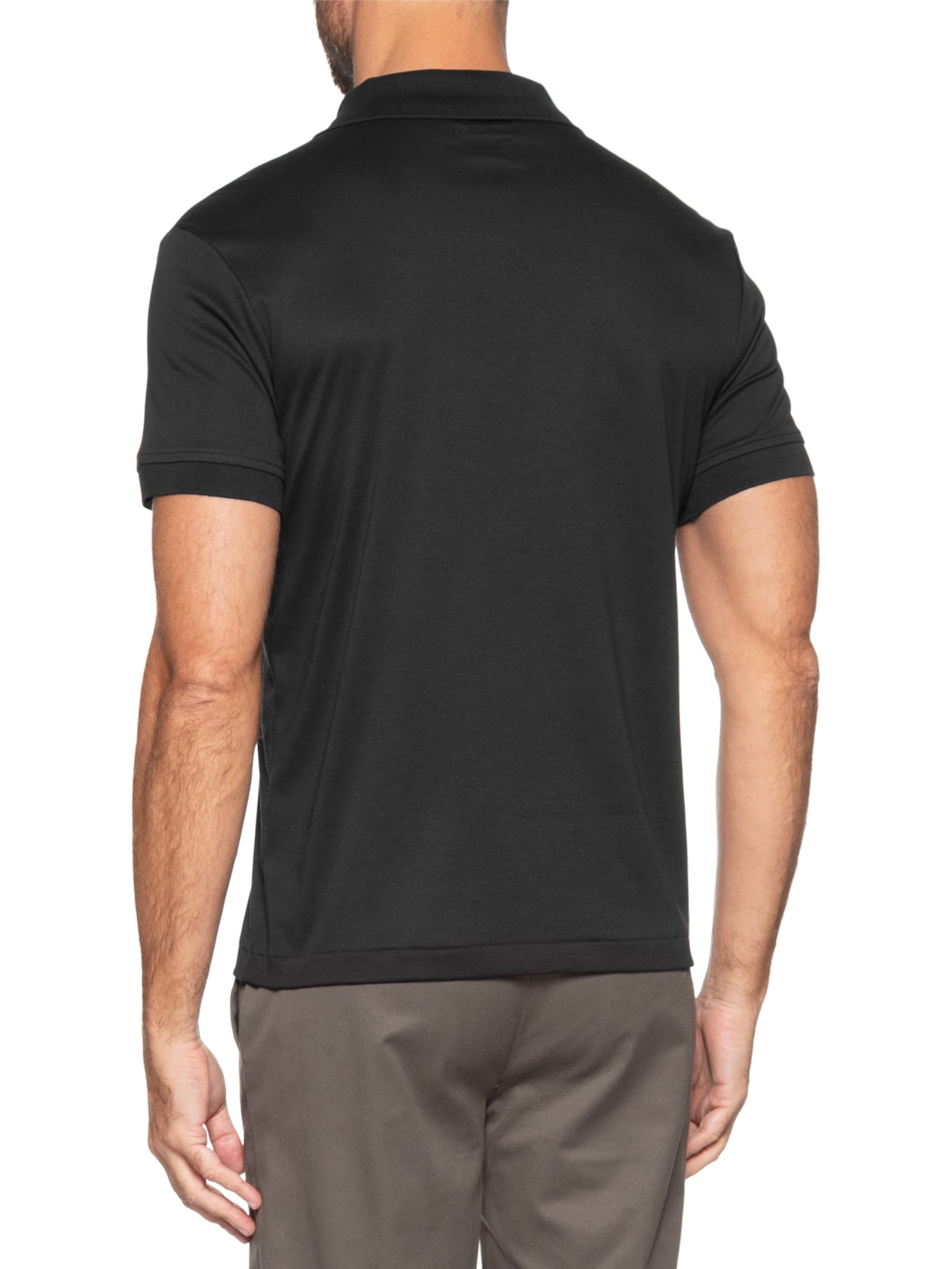 Polo Masculina Clássica Interlock Pima Cotton Preto Paramount Alfaiataria