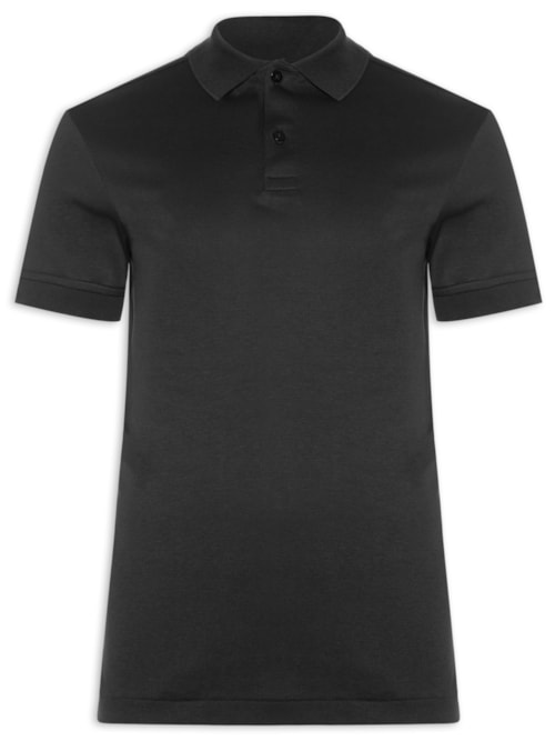 Polo Masculina Clássica Interlock Pima Cotton - Preto