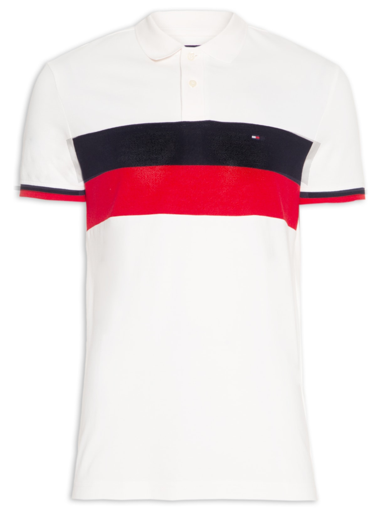 Polo Masculina Colourblock Reg - Branco