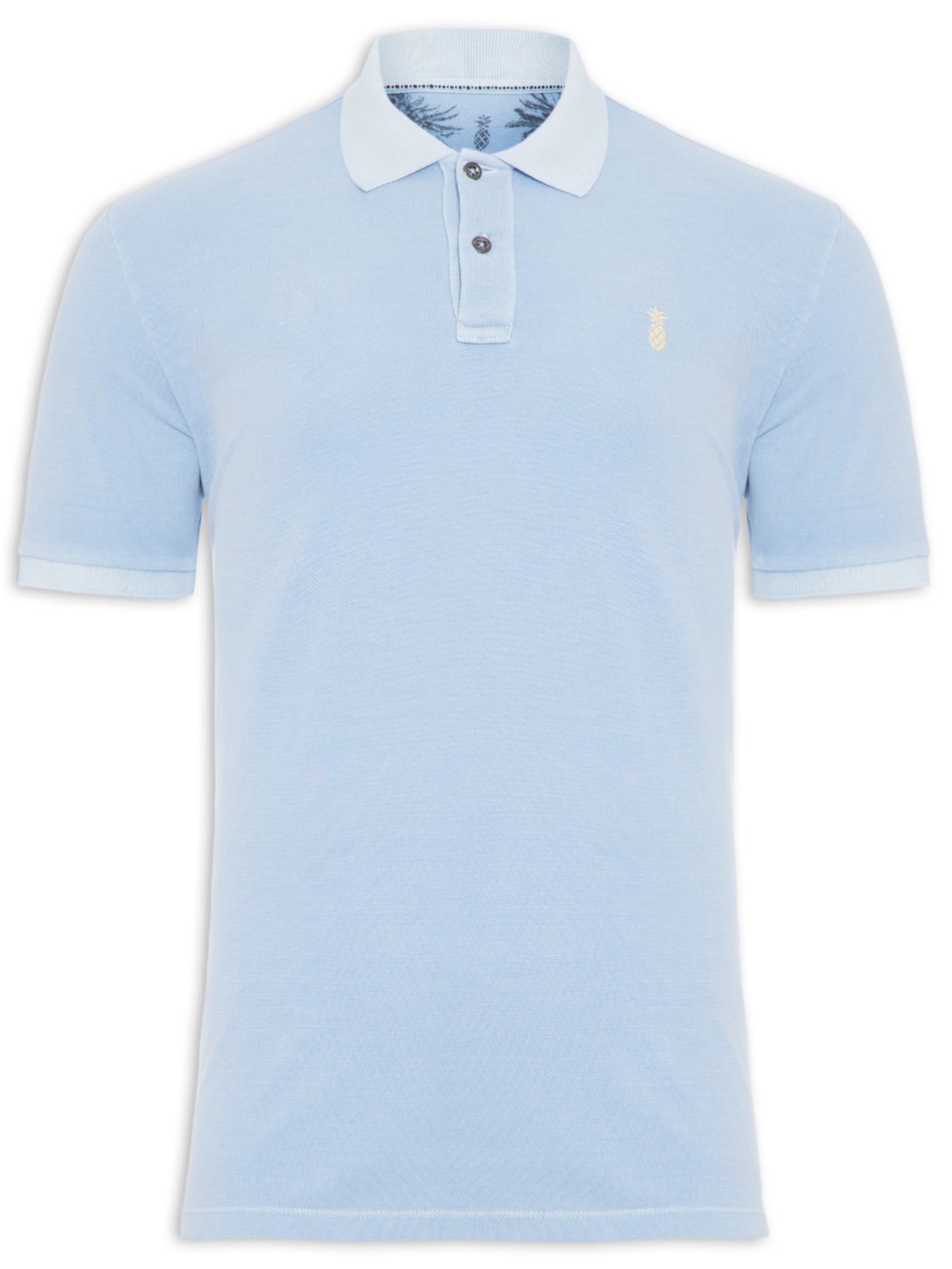 Polo Masculina Com Bordado - Azul