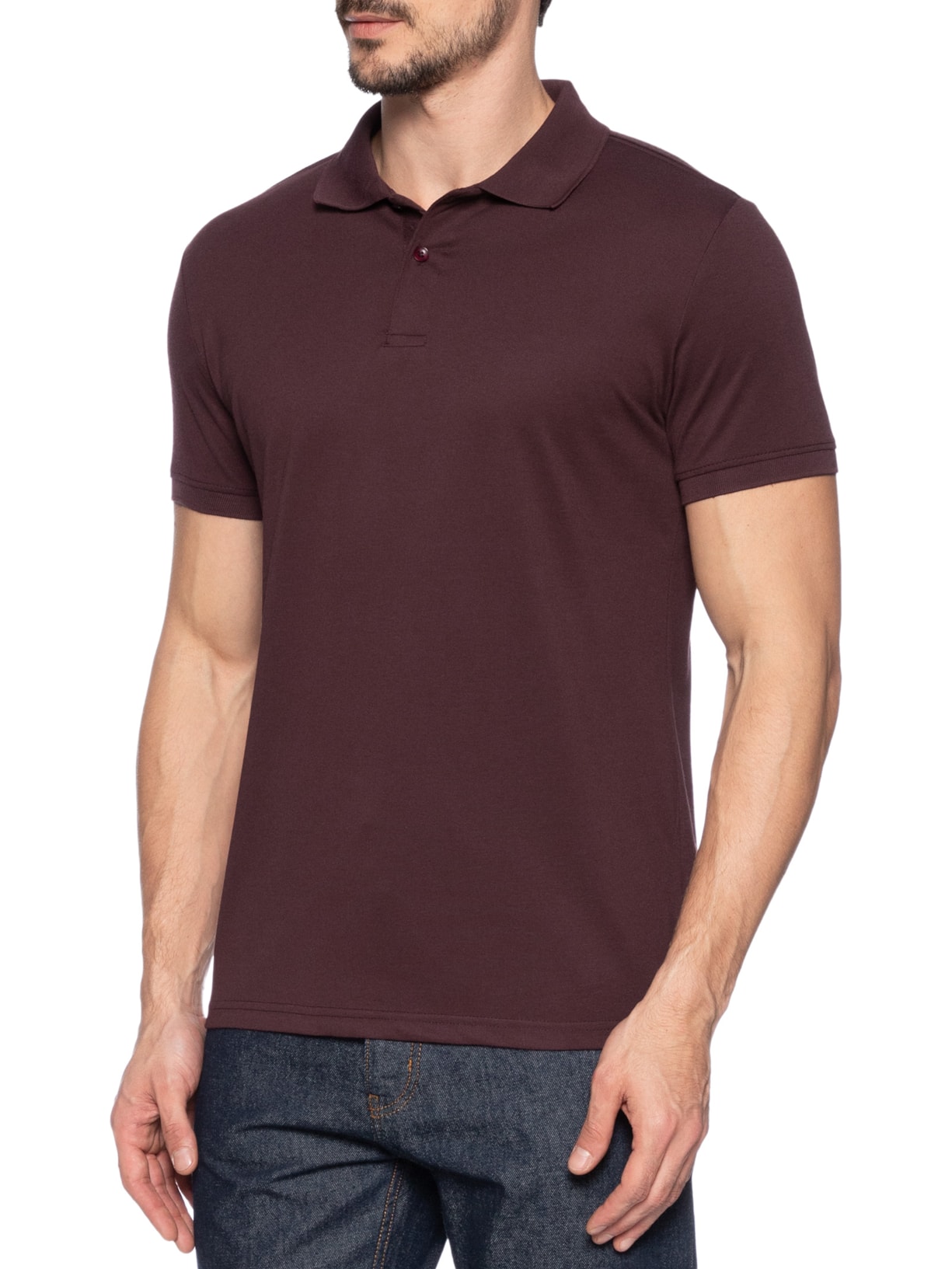 Polo Masculina Com Botão Básica Vinho Basiq Men