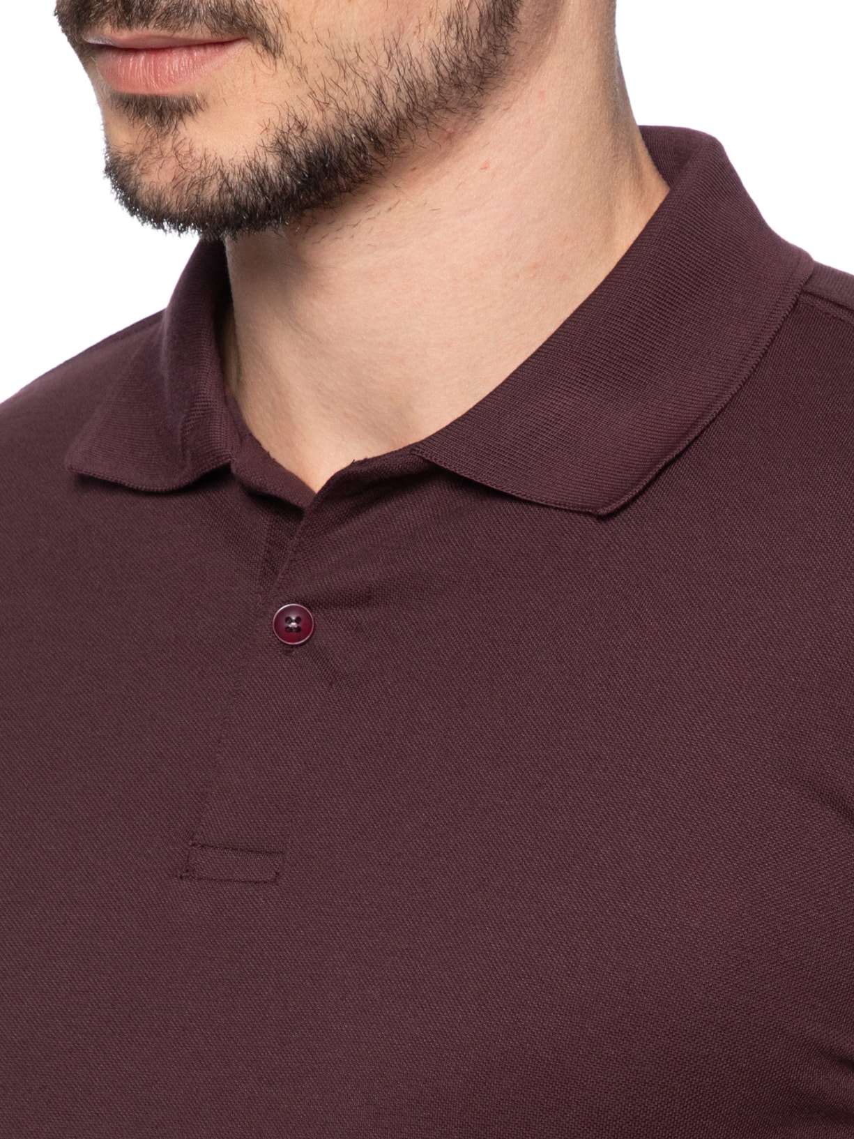 Polo Masculina Com Botão Básica Vinho Basiq Men