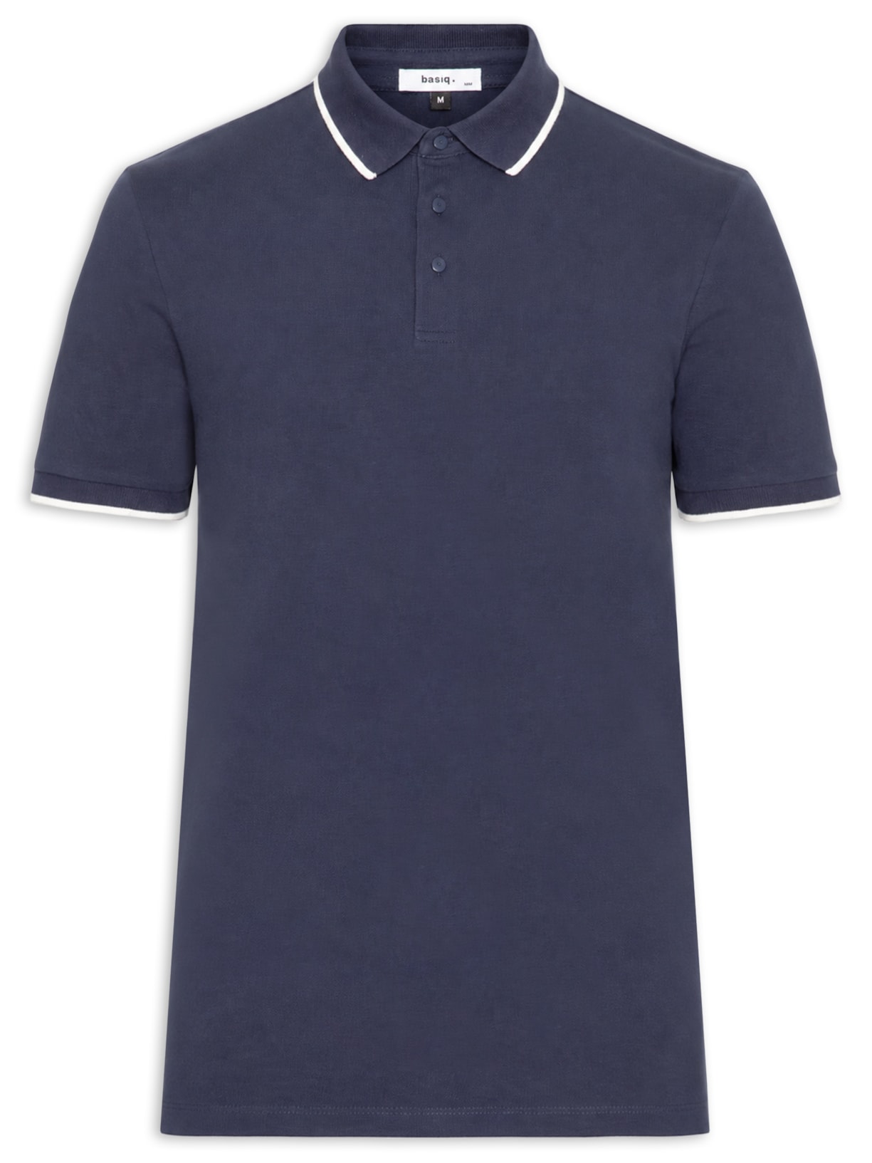 Polo Masculina Com Detalhe Em Friso Azul Basiq Men