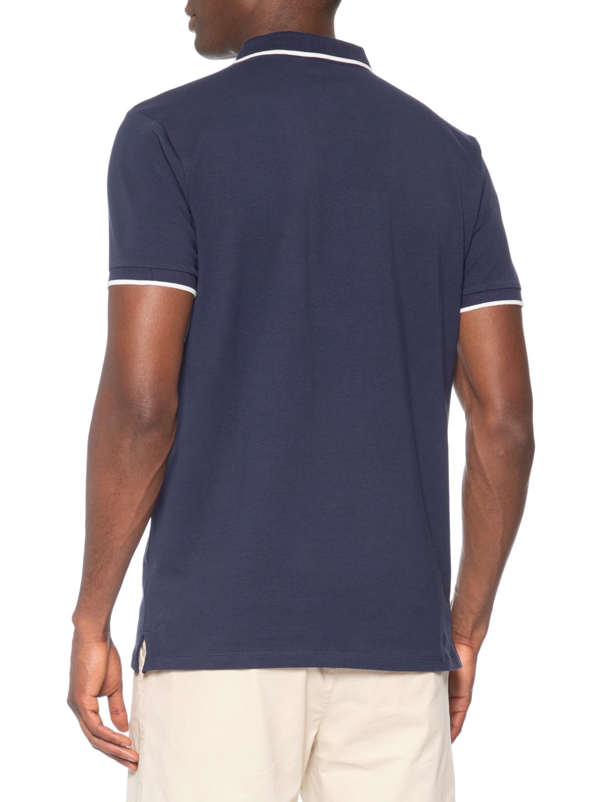 Polo Masculina Com Detalhe Em Friso Azul Basiq Men