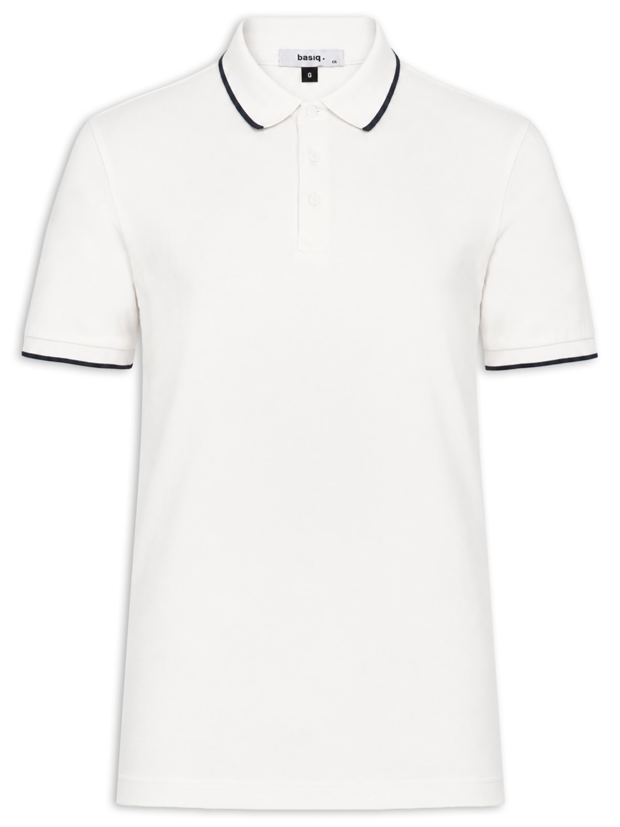 Polo Masculina Com Detalhe Em Friso Branco Basiq Men