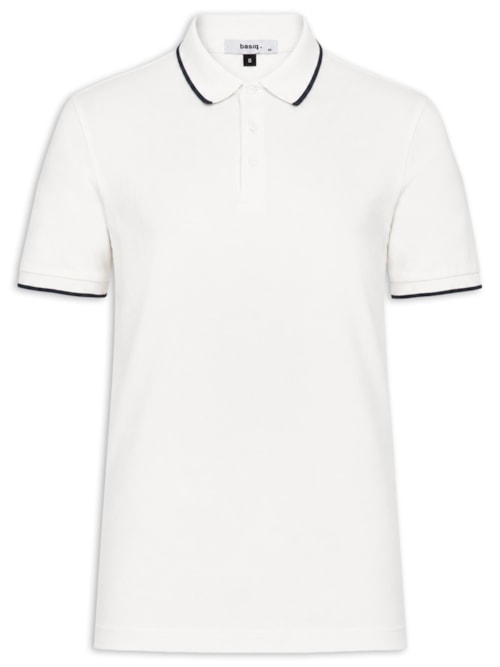 Polo Masculina Com Detalhe Em Friso – Branco
