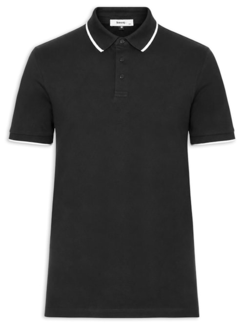 Polo Masculina Com Detalhe Em Friso – Preto
