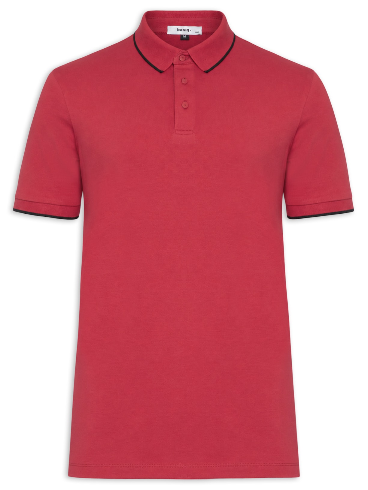 Polo Masculina Com Detalhe Em Friso Vermelho Basiq Men