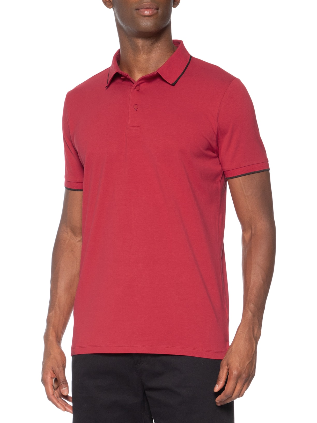 Polo Masculina Com Detalhe Em Friso Vermelho Basiq Men