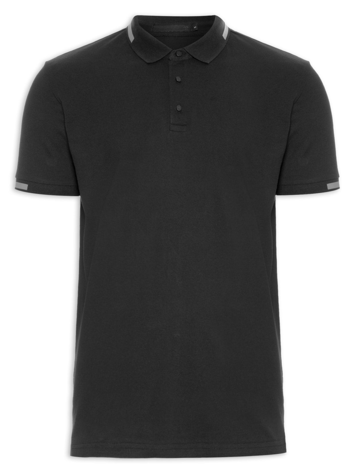 Polo Masculina Com Detalhe Emborrachado - Preto