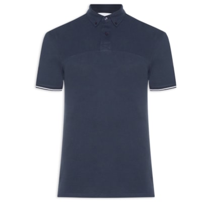 Polo Masculina com Detalhe na Manga - Azul