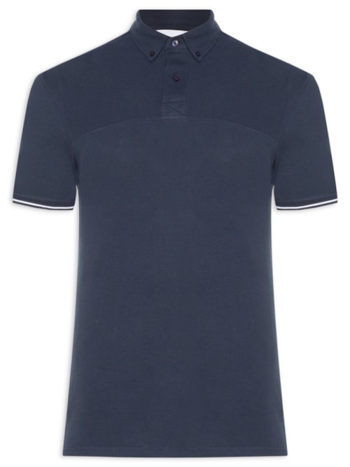 Polo Masculina com Detalhe na Manga - Azul