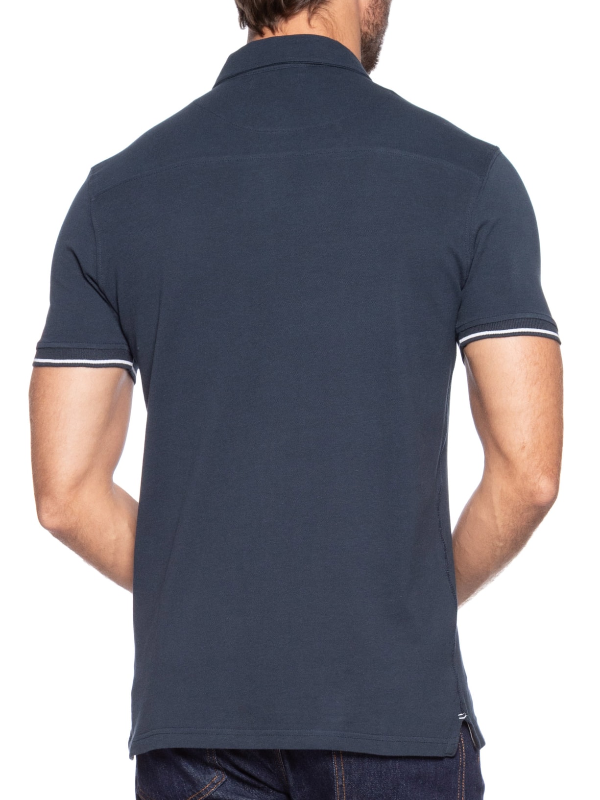 Polo Masculina com Detalhe na Manga Azul '2 Essential