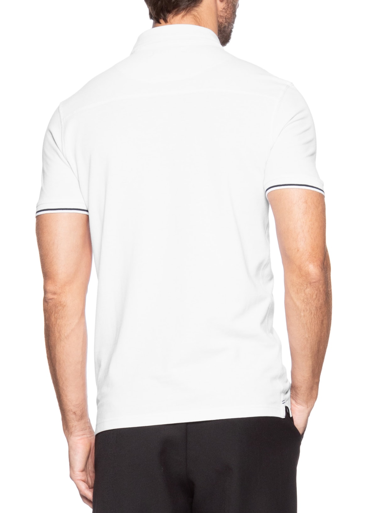 Polo Masculina com Detalhe na Manga Branco '2 Essential