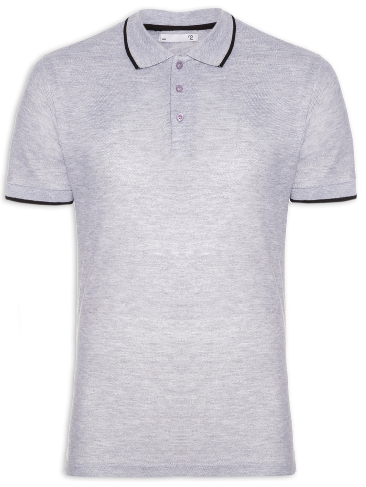 Polo Masculina Com Friso - Cinza
