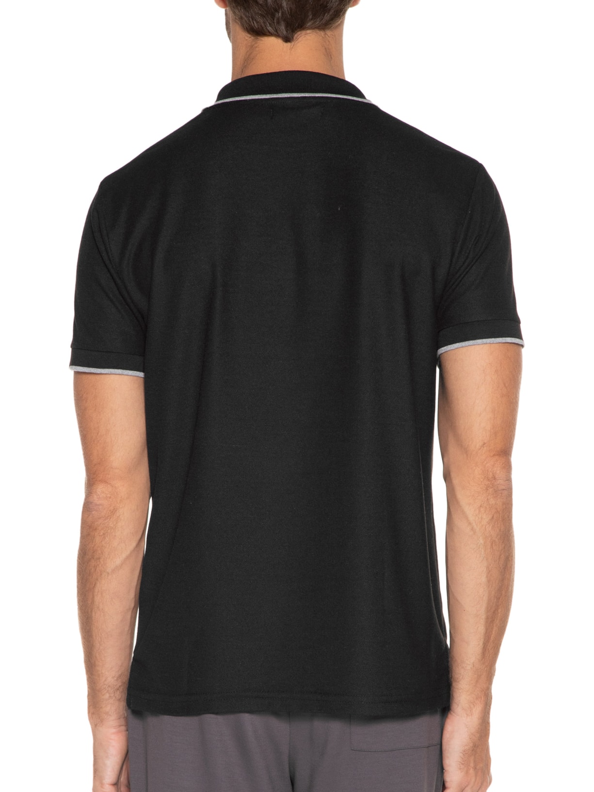 Polo Masculina Com Friso Preto '2 Essential