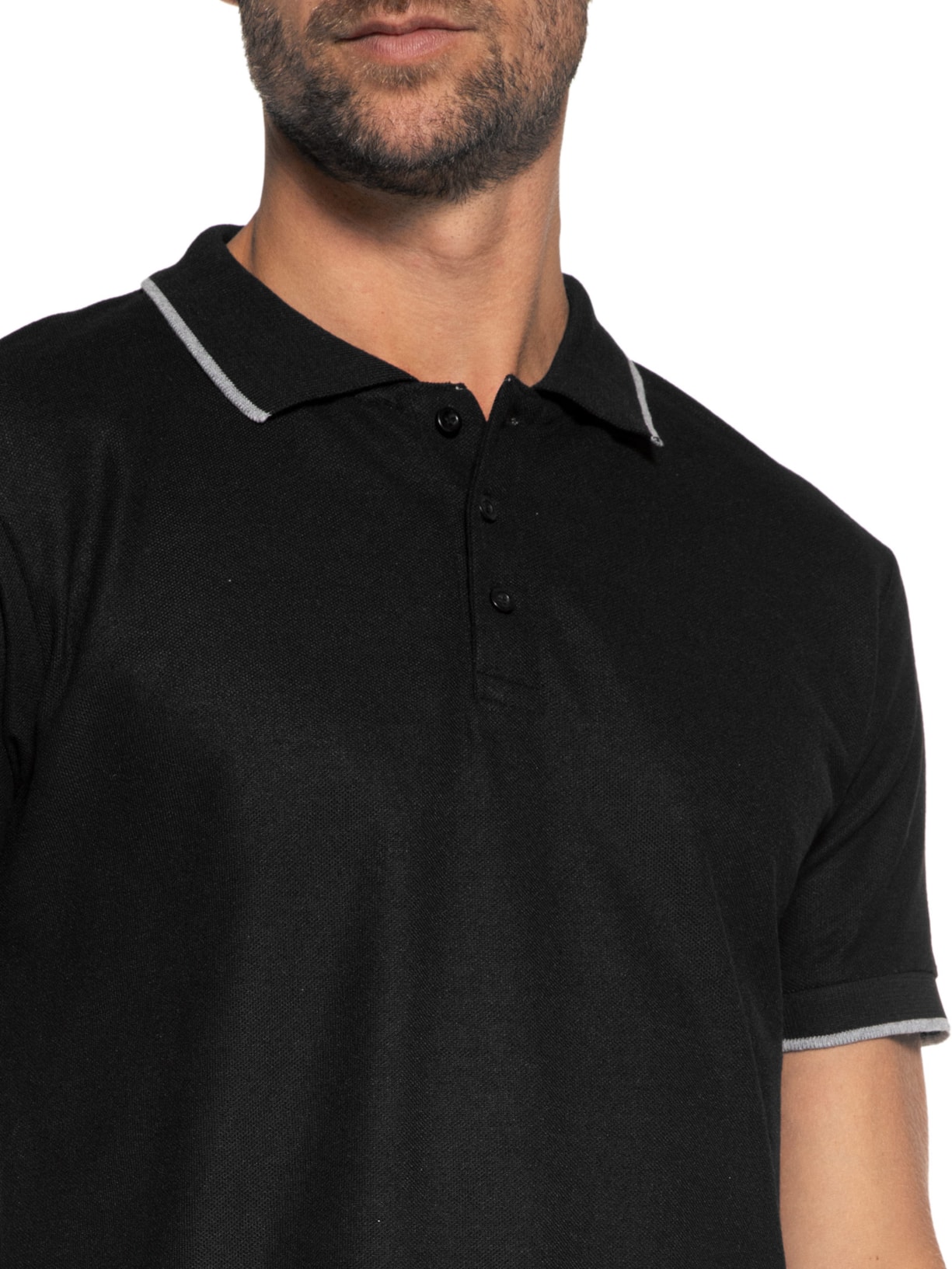 Polo Masculina Com Friso Preto '2 Essential