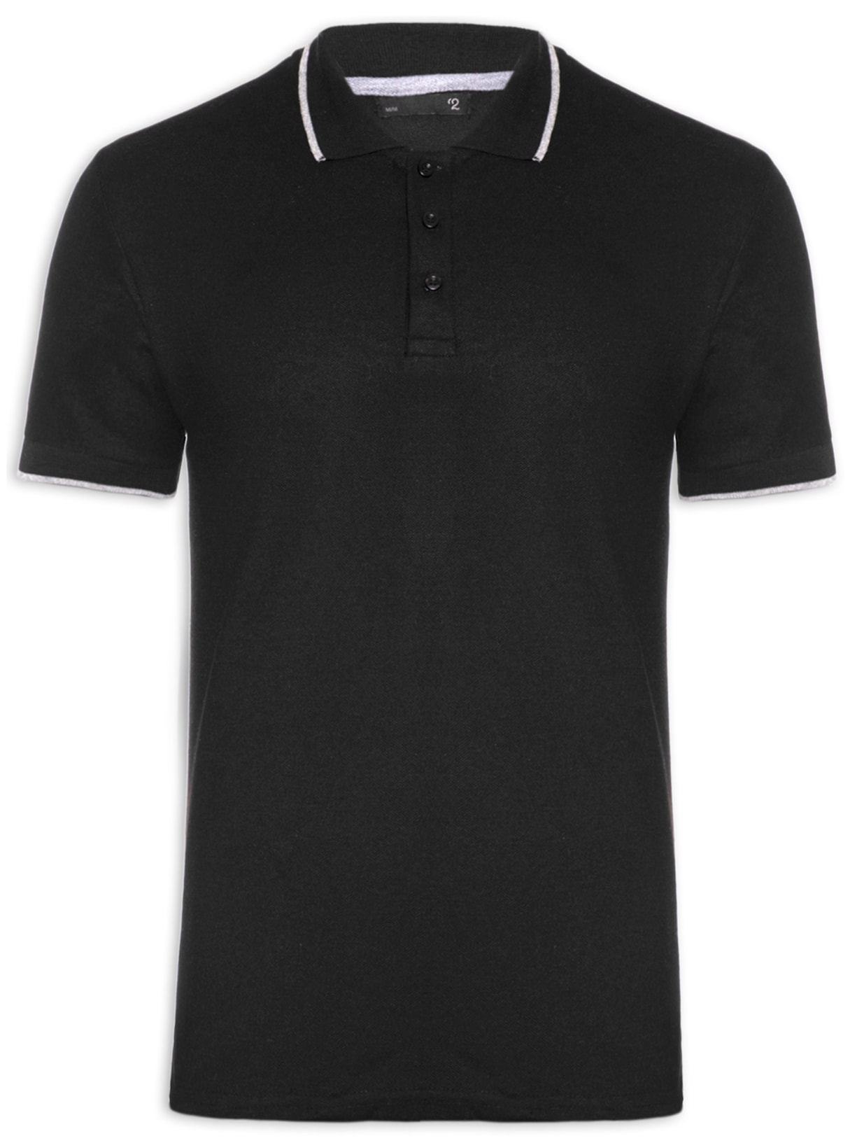 Polo Masculina Com Friso Preto '2 Essential