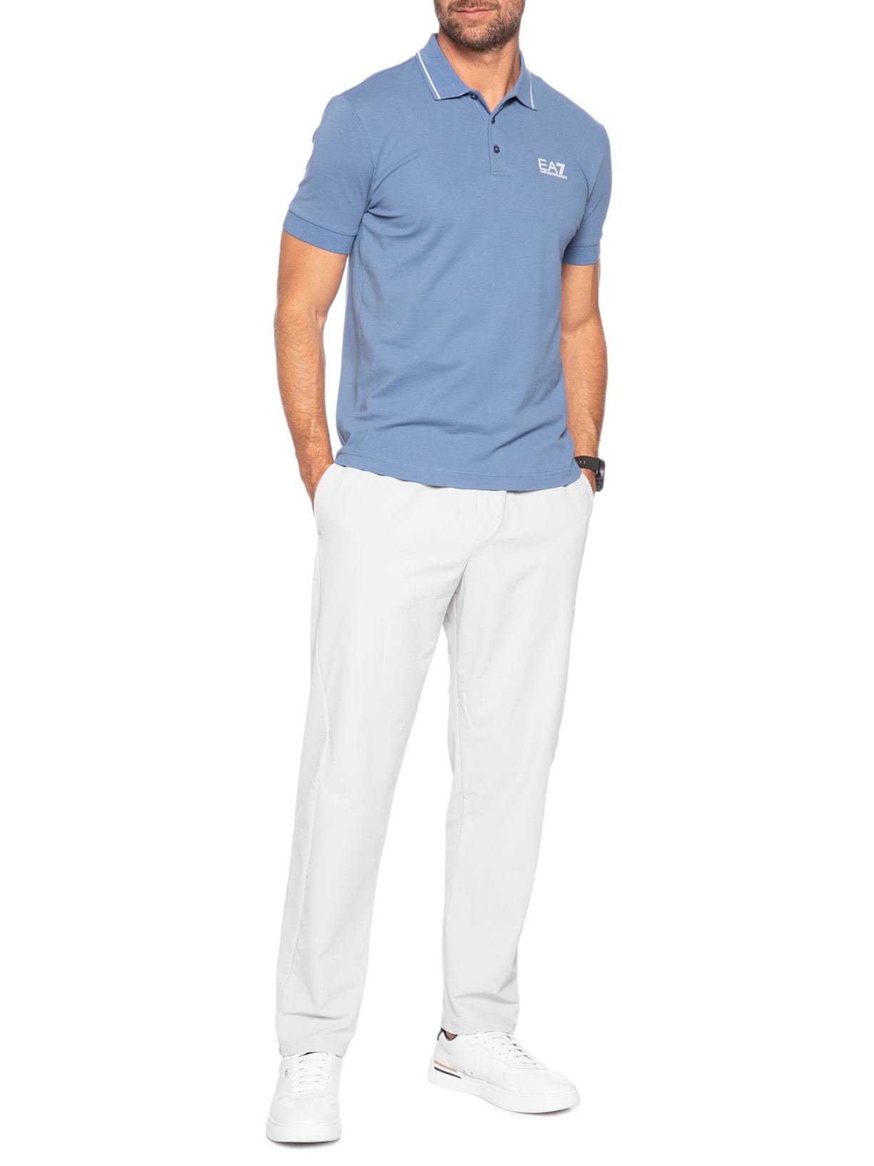 Polo Masculina Com Friso Train Core – Azul Ea7 Emporio Armani