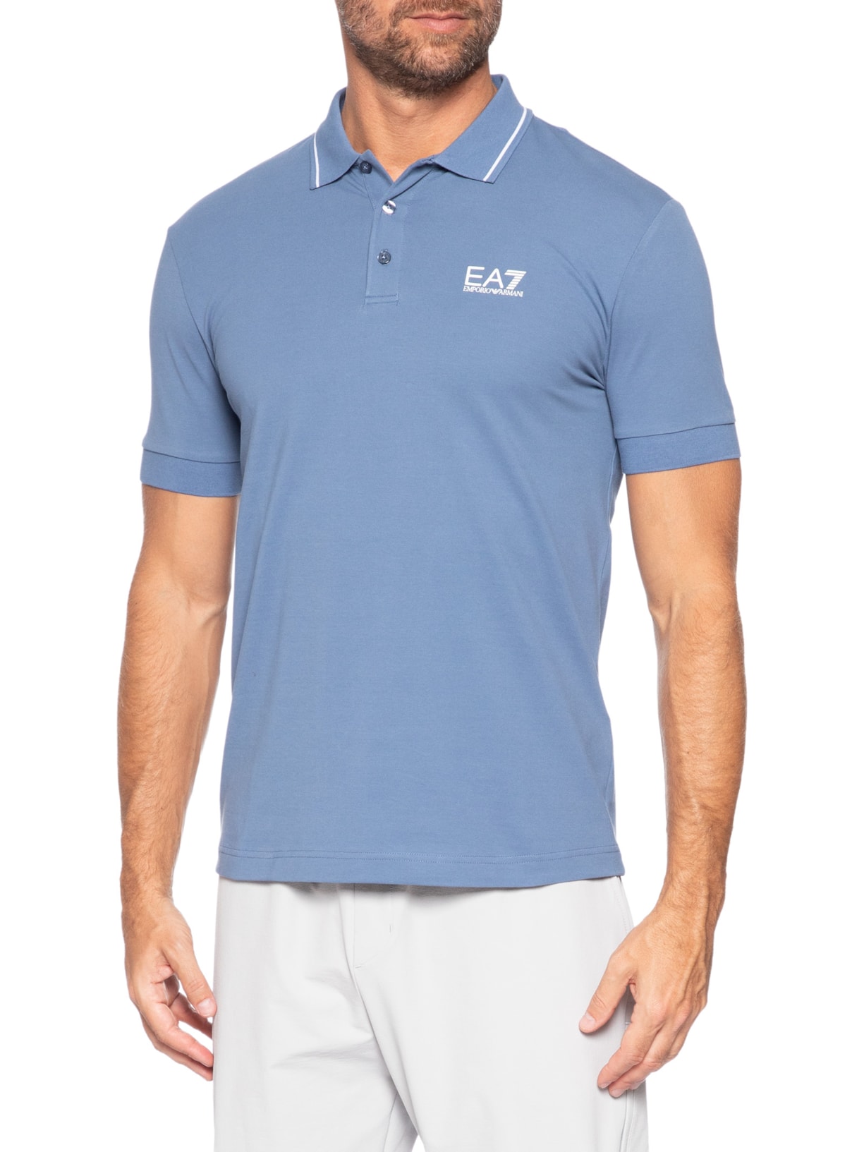 Polo Masculina Com Friso Train Core – Azul Ea7 Emporio Armani