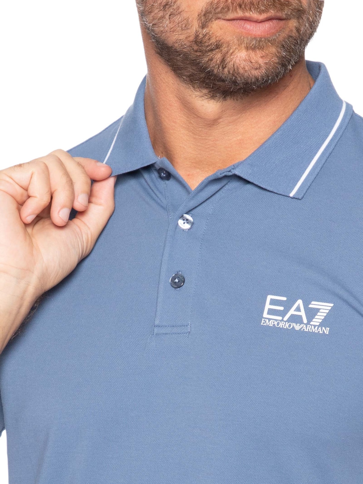 Polo Masculina Com Friso Train Core – Azul Ea7 Emporio Armani