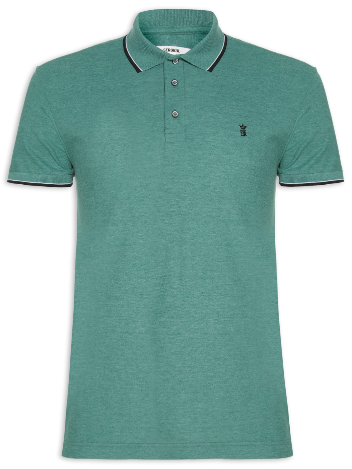 Polo Masculina Com Frisos Em Piquet - Verde