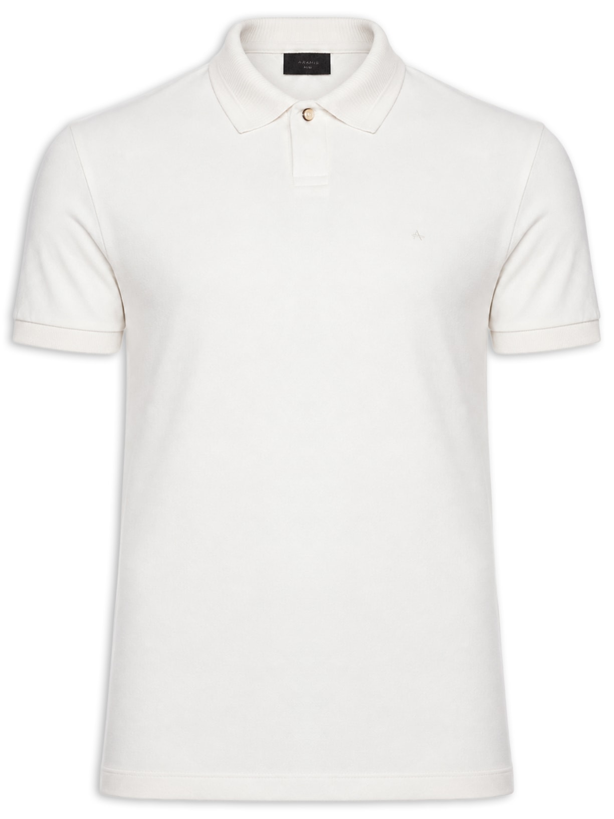 Polo Masculina com Frisos na Gola Branco Aramis