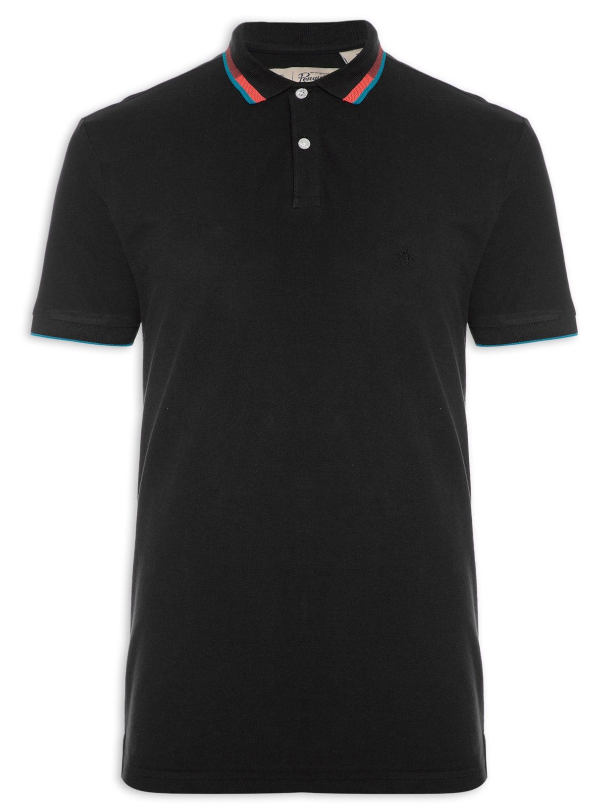 Polo Masculina Com Frisos Preto Original Penguin
