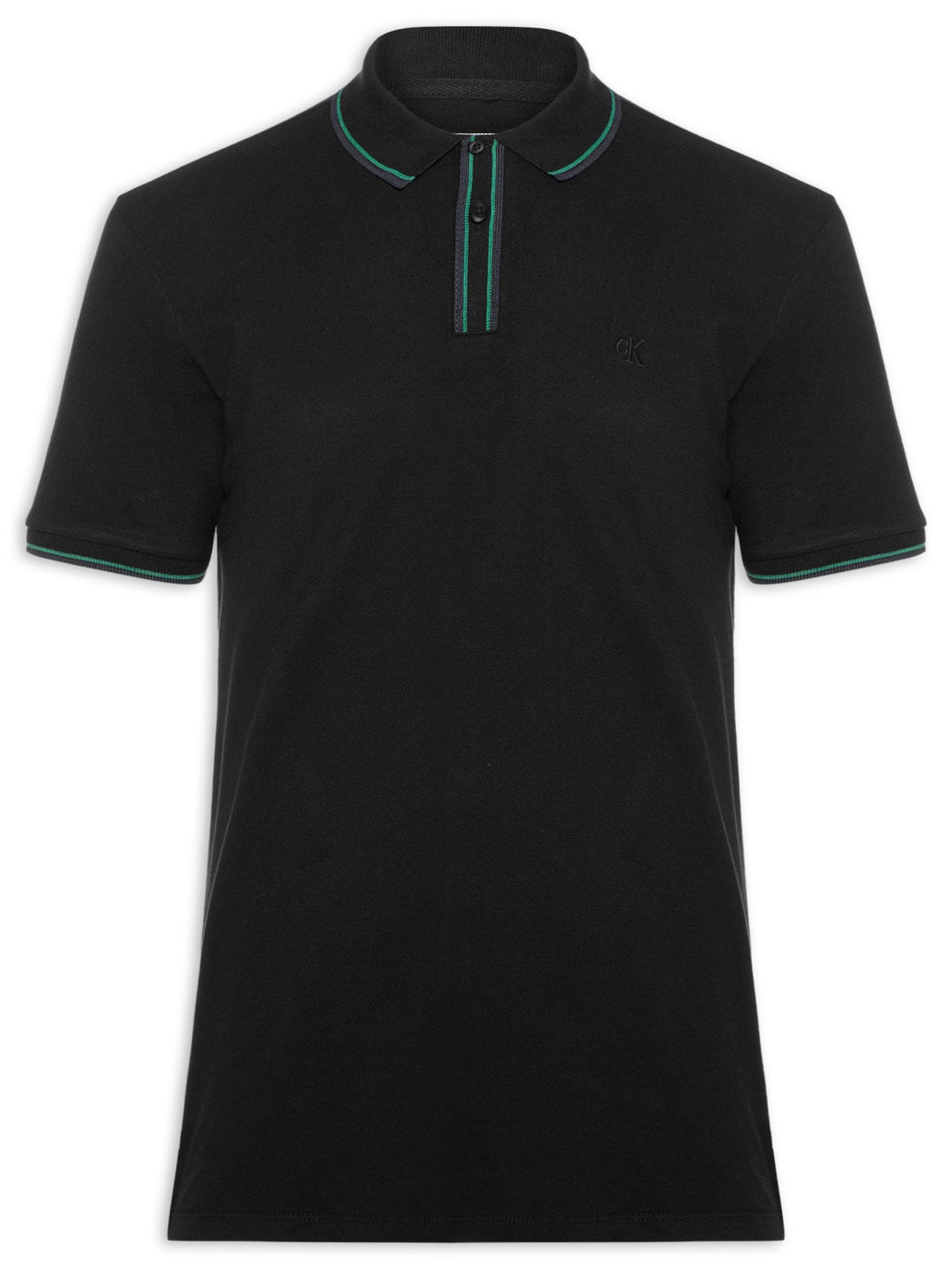 Polo Masculina Com Listras Peitilho Preto Calvin Klein Jeans