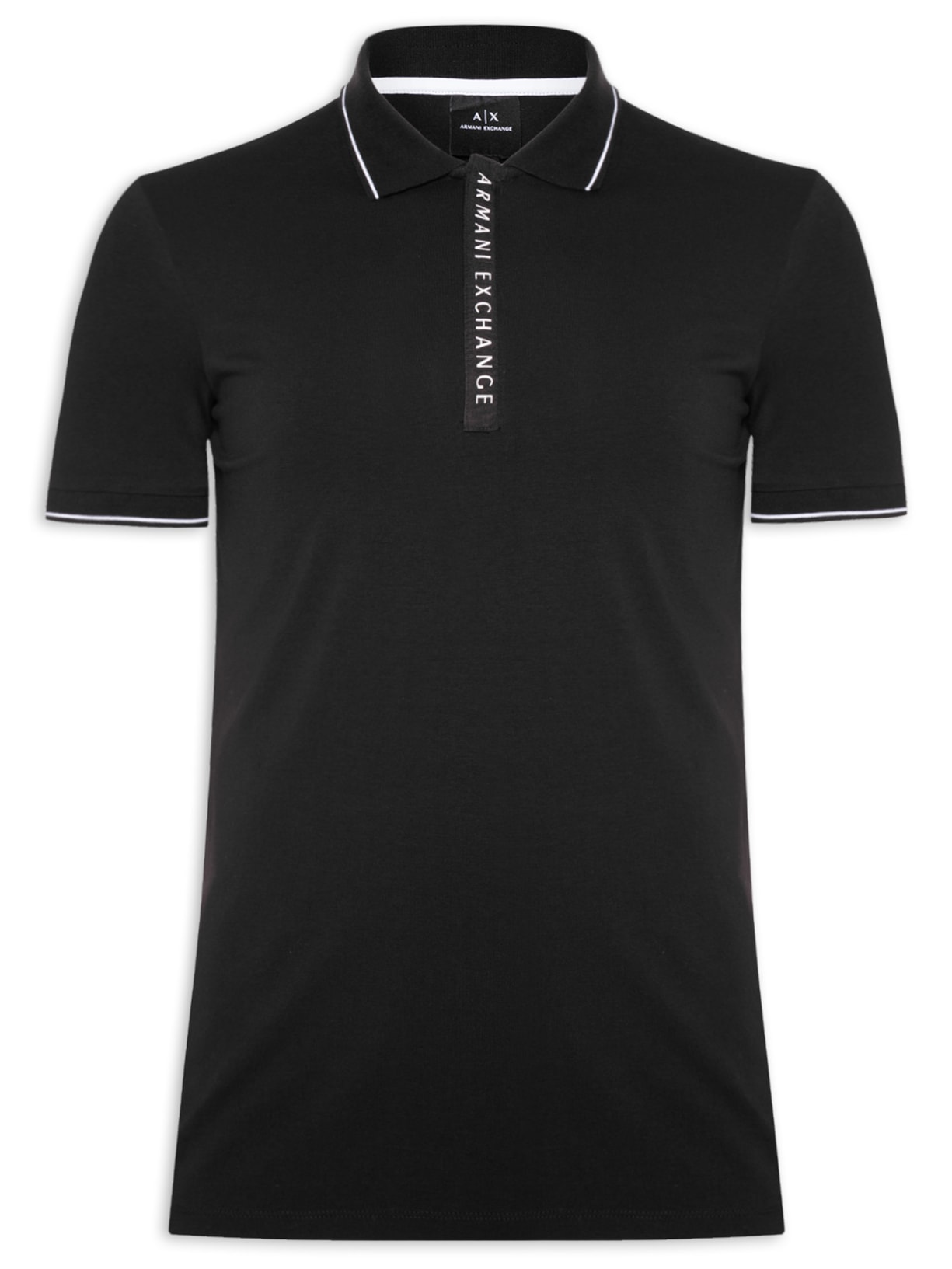 Polo Masculina Com Logo Contrastante - Preto