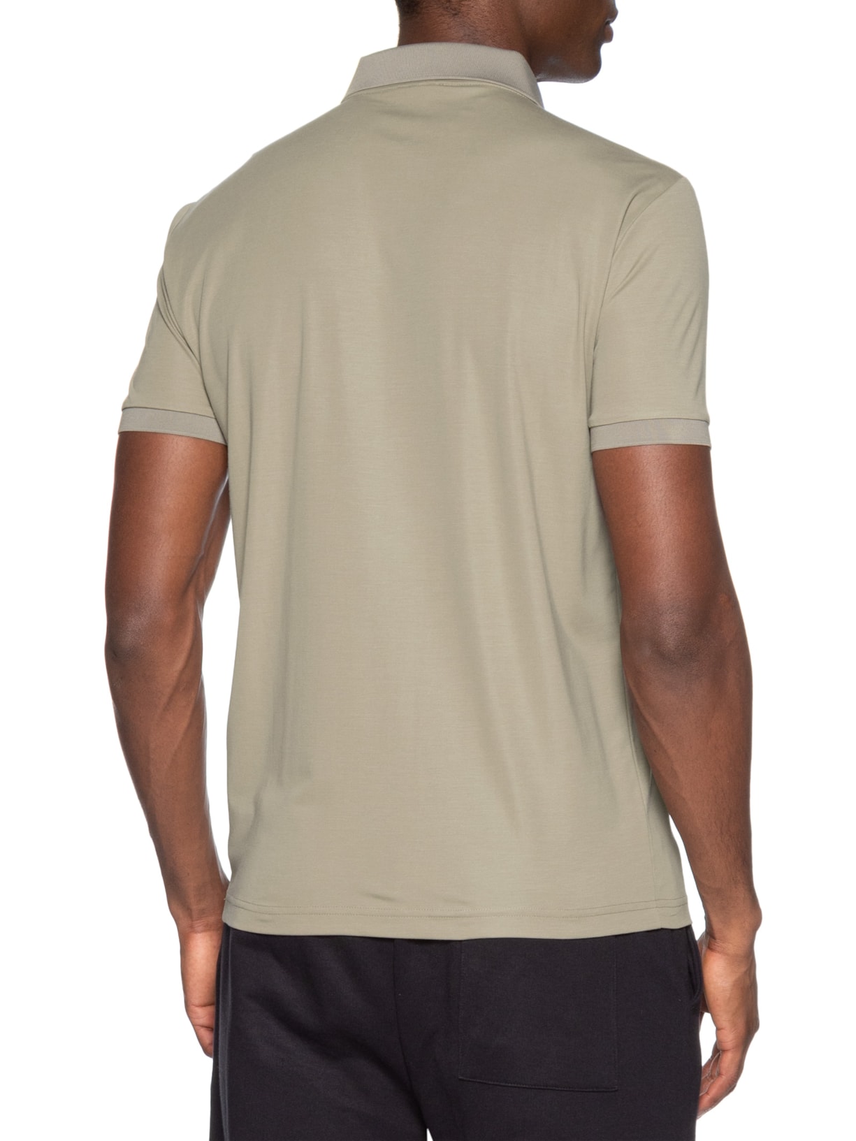 Polo Masculina com Zíper Logo Escudo Bege Ea7 Emporio Armani