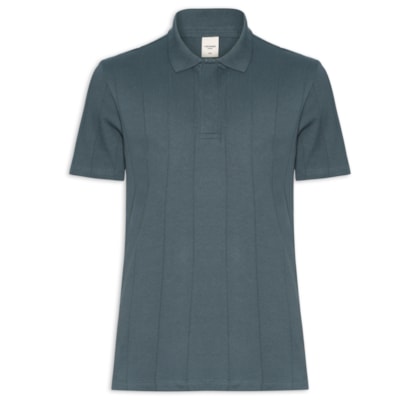 Polo Masculina Comfort Fit Listras Texturizadas - Cinza