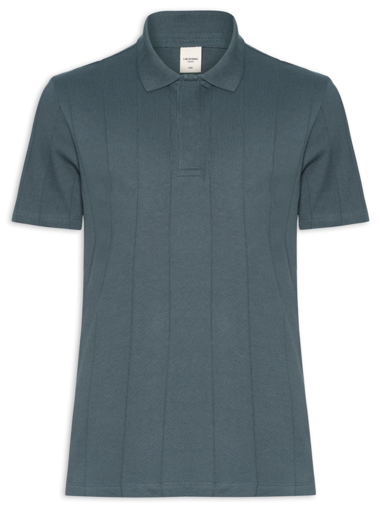 Polo Masculina Comfort Fit Listras Texturizadas - Cinza