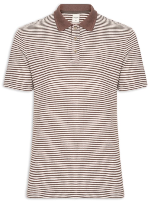 Polo Masculina Comfort Fit Malha Fio Tinto - Marrom