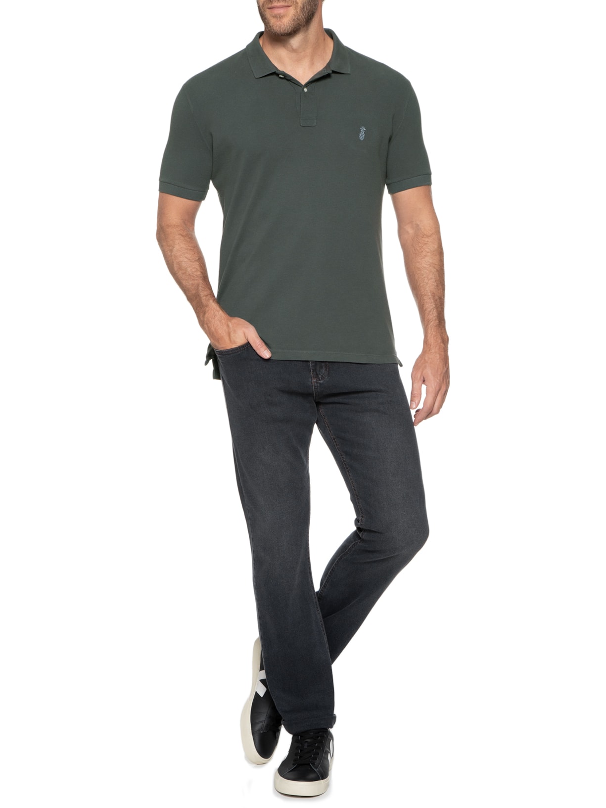 Polo Masculina Cool Cinza Pineapple