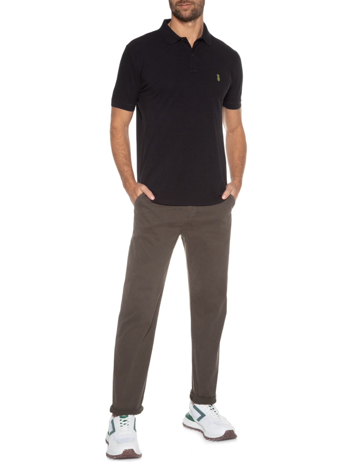 Polo Masculina Cool Preto Pineapple