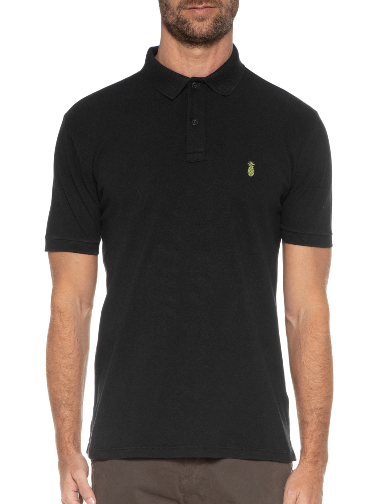 Polo Masculina Cool Preto Pineapple